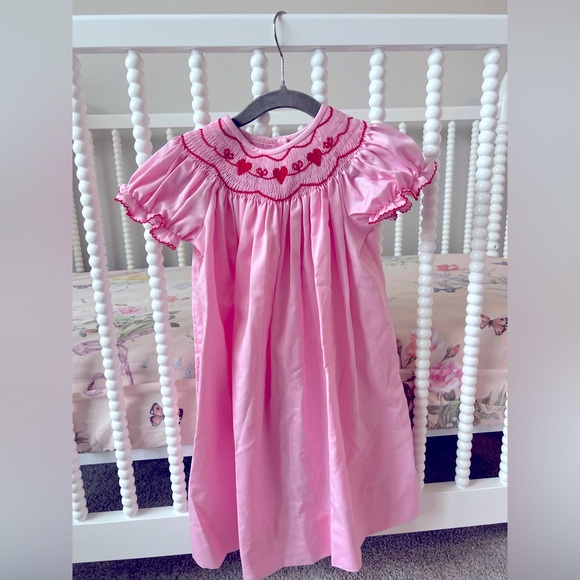 Smocked heart Valentine dress - Picture 1 of 4